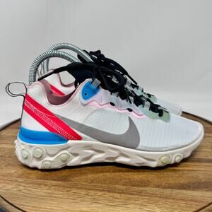Nike React Element 55 Women's Sneakers Shoes White/Silver/Blue/Pink Size 6.5
